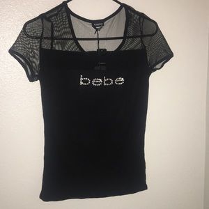 Mesh black Bebe top